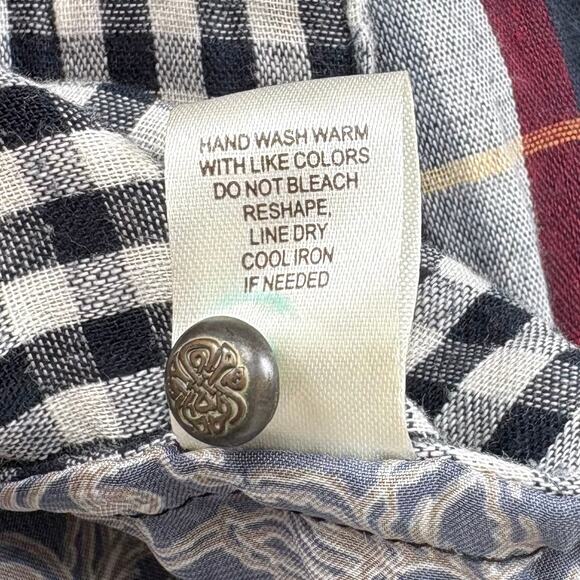 Aratta Silent Journey Mixed Plaid Floral Print Button Down Tunic Top Size Small - Picture 12 of 14